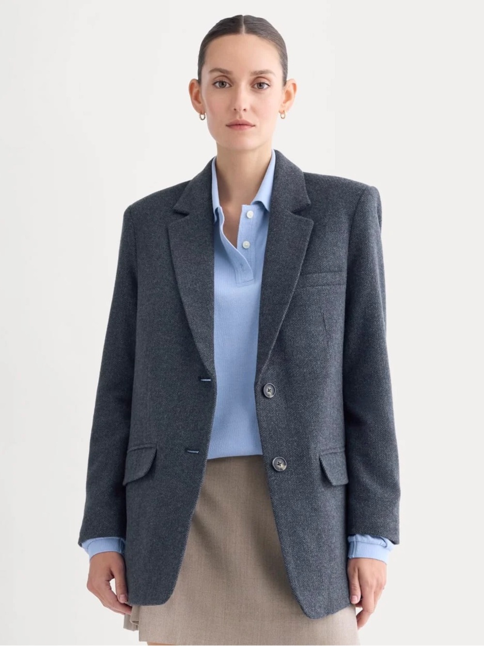 Everlane Women’s Oversized Blazer in Navy Herringbone Size 6 NWT